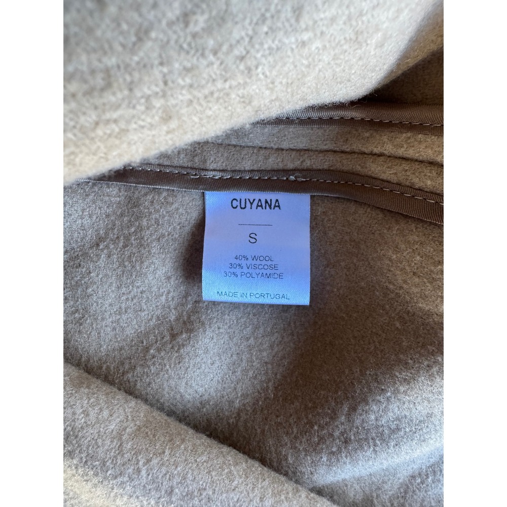 Cuyana Wool Blend Wrap Coat Beige Cream Shawl Collar Small Made in Portugal - Picture 4 of 11